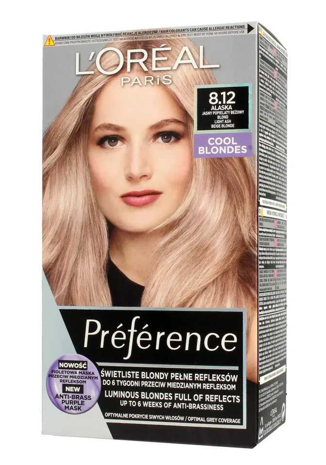 ⁨Loreal Preference Farba do włosów 8.12 Alaska - Jasny Popielaty Beżowy Blond 1op.⁩ w sklepie Wasserman.eu