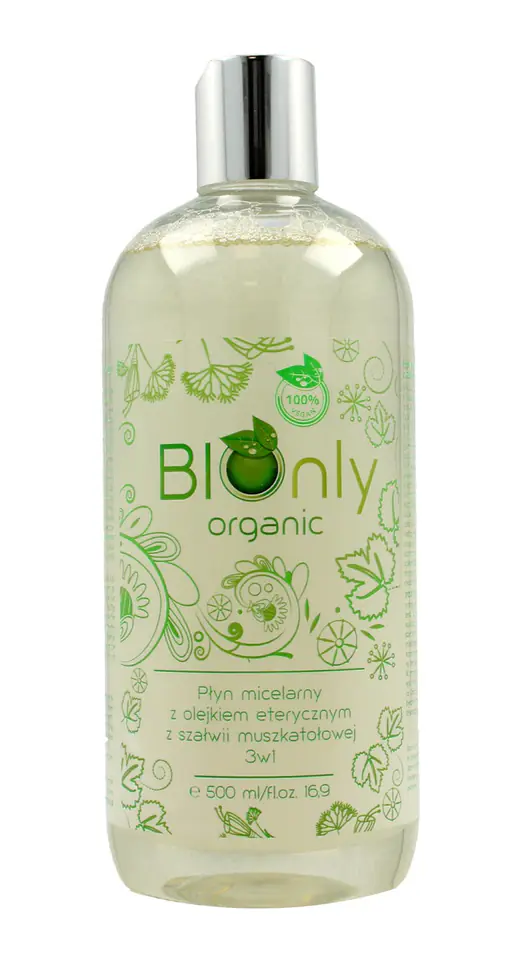 ⁨BIOnly Organic Micellar Liquid with Clary Sage Essential Oil 3in1 500ml⁩ at Wasserman.eu