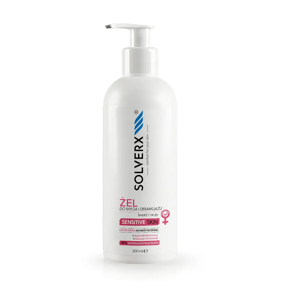 ⁨SOLVERX Żel do mycia twarzy SENSITIVE SKIN dla kobiet 200ml⁩ w sklepie Wasserman.eu