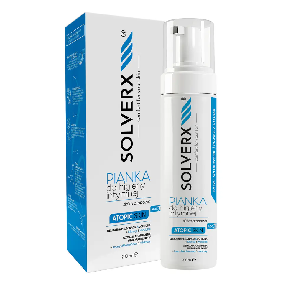 ⁨SOLVERX Pianka do higieny intymnej dla kobiet ATOPIC SKIN 200ml⁩ w sklepie Wasserman.eu