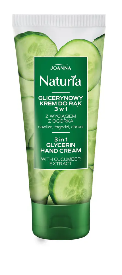 ⁨Joanna Naturia Body Glycerin hand cream with cucumber extract 3in1 moisturizes soothes protects 100g⁩ at Wasserman.eu