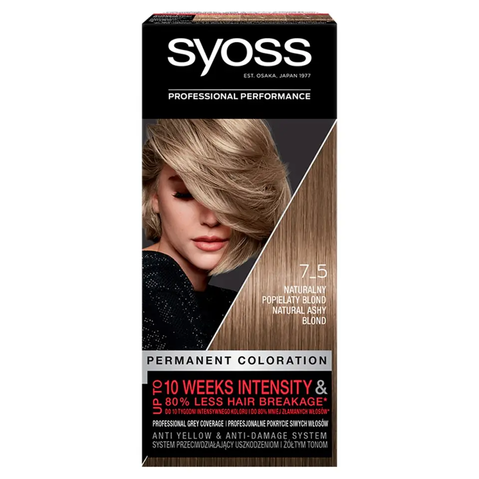 ⁨Schwarzkopf Syoss Farba do włosów Naturalny popielaty blond nr 7-5 1op.⁩ w sklepie Wasserman.eu