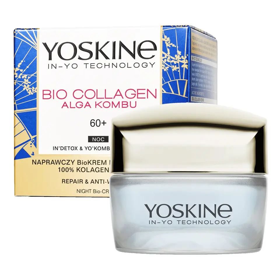 ⁨Yoskine Bio Collagen 60+ Bio-Krem naprawczy przeciw głębokim zmarszczkom na noc 50ml⁩ w sklepie Wasserman.eu