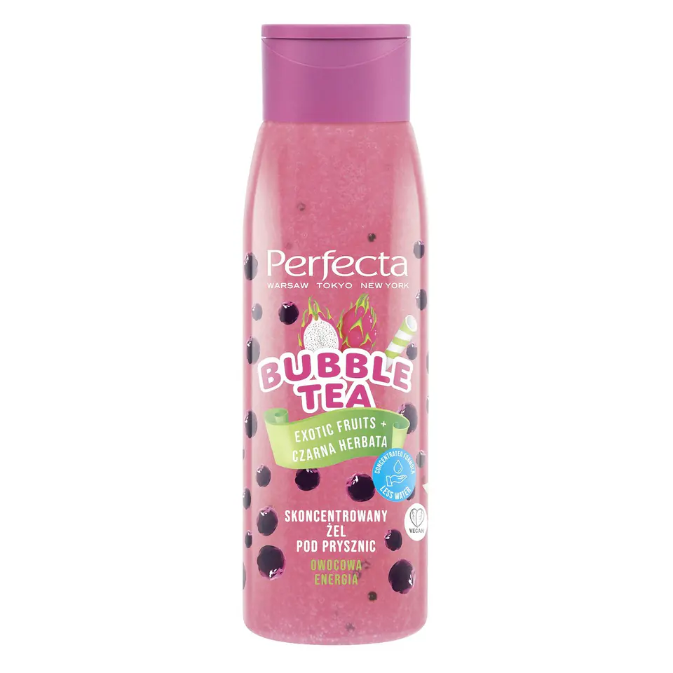 ⁨Perfecta Bubble Tea Concentrated Shower Gel Exotic Fruits + Black Tea 400ml⁩ at Wasserman.eu