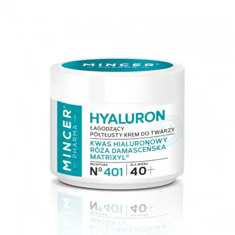 ⁨Mincer Pharma Hyaluron Łagodzący Krem półtłusty do twarzy 40+ nr 401  50ml⁩ w sklepie Wasserman.eu