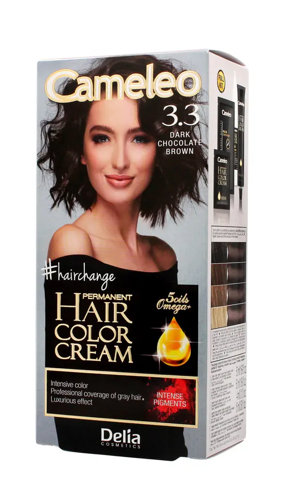 ⁨DELIA COSMETICS CAMELEO OMEGA Farba permanentna 3.3 Dark Chocolate⁩ w sklepie Wasserman.eu