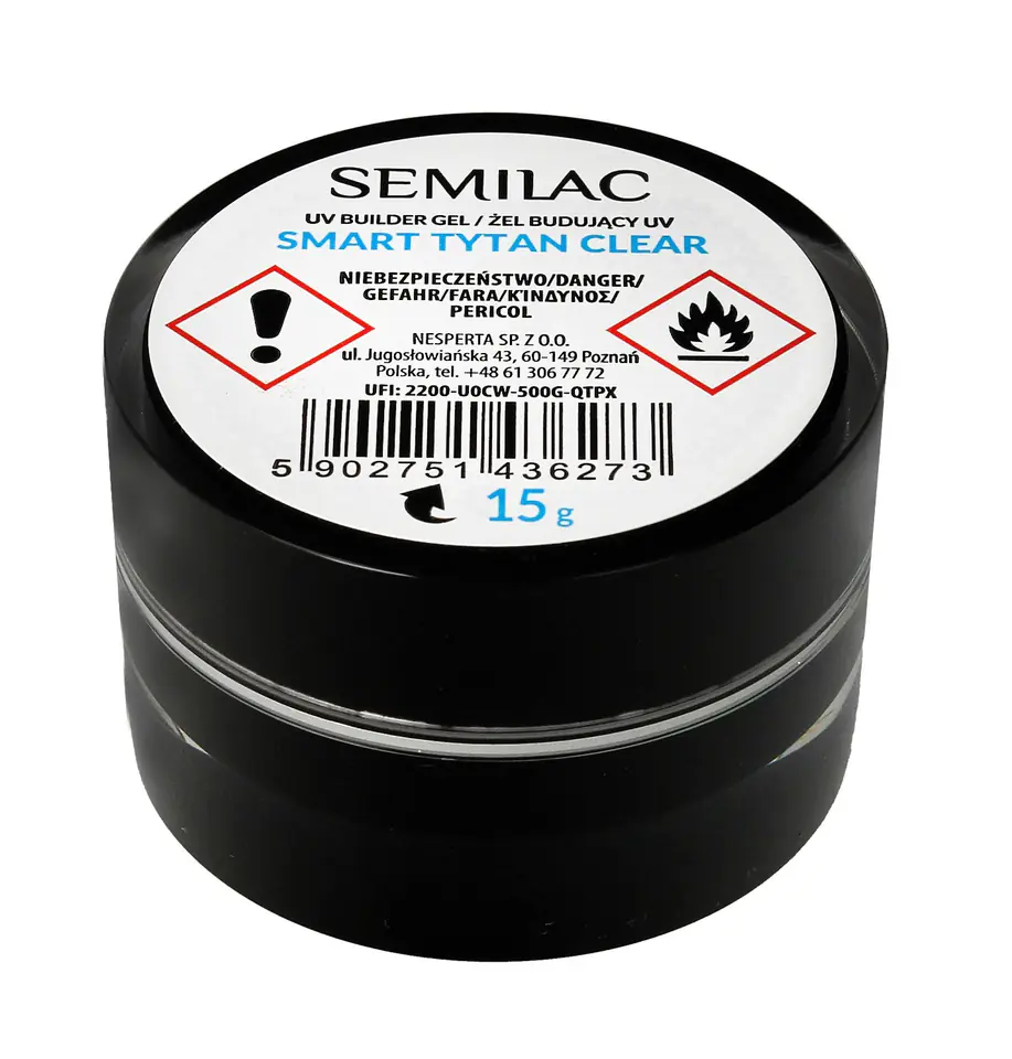 ⁨SEMILAC Smart Titanium UV Building Gel for nails - clear 15ml⁩ at Wasserman.eu