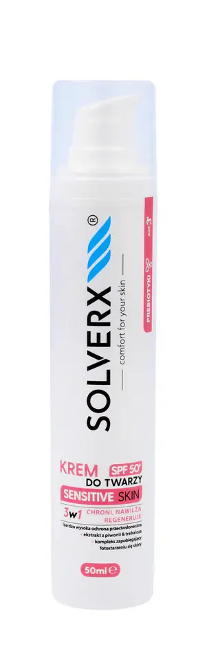 ⁨Solverx Sensitive Skin Krem do twarzy 3w1 z SPF50+ - skóra wrażliwa 50ml⁩ w sklepie Wasserman.eu
