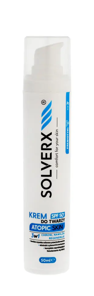 ⁨Solverx Atopic Skin Krem do twarzy 3w1 z SPF50+ - skóra atopowa 50ml⁩ w sklepie Wasserman.eu