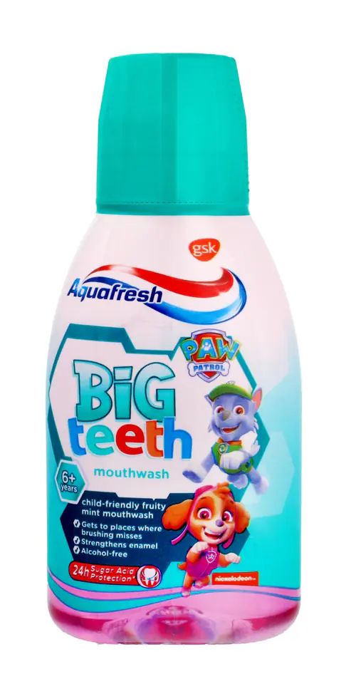 ⁨GSK AQUAFRESH Płyn dla dzieci BIG TEETH 300ml róż&⁩ w sklepie Wasserman.eu