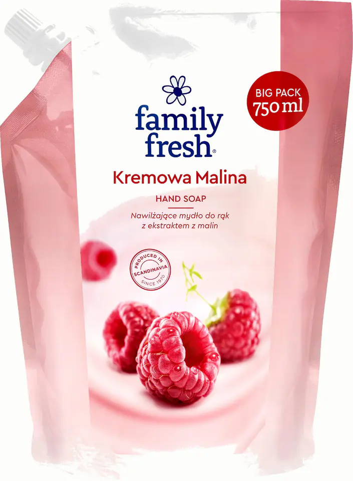 ⁨Family Fresh Mydło Kremowa Malina - Zapas 750ml⁩ w sklepie Wasserman.eu