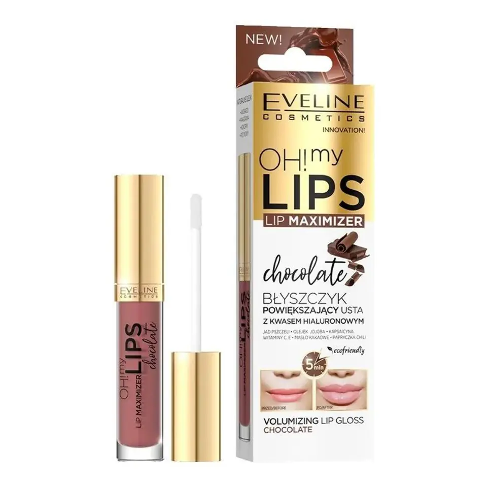 ⁨Eveline Oh!My Lips Maximizer Błyszczyk powiększający usta Chocolate 4.5ml⁩ w sklepie Wasserman.eu