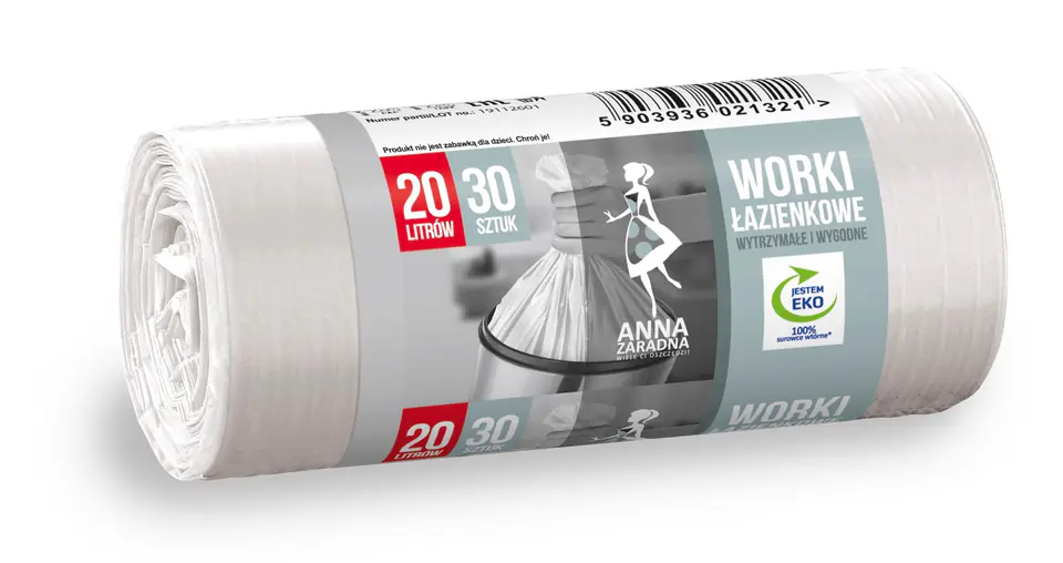 Anna Zaradna Worki łazienkowe białe 20L 1op-30szt w sklepie Wasserman.eu