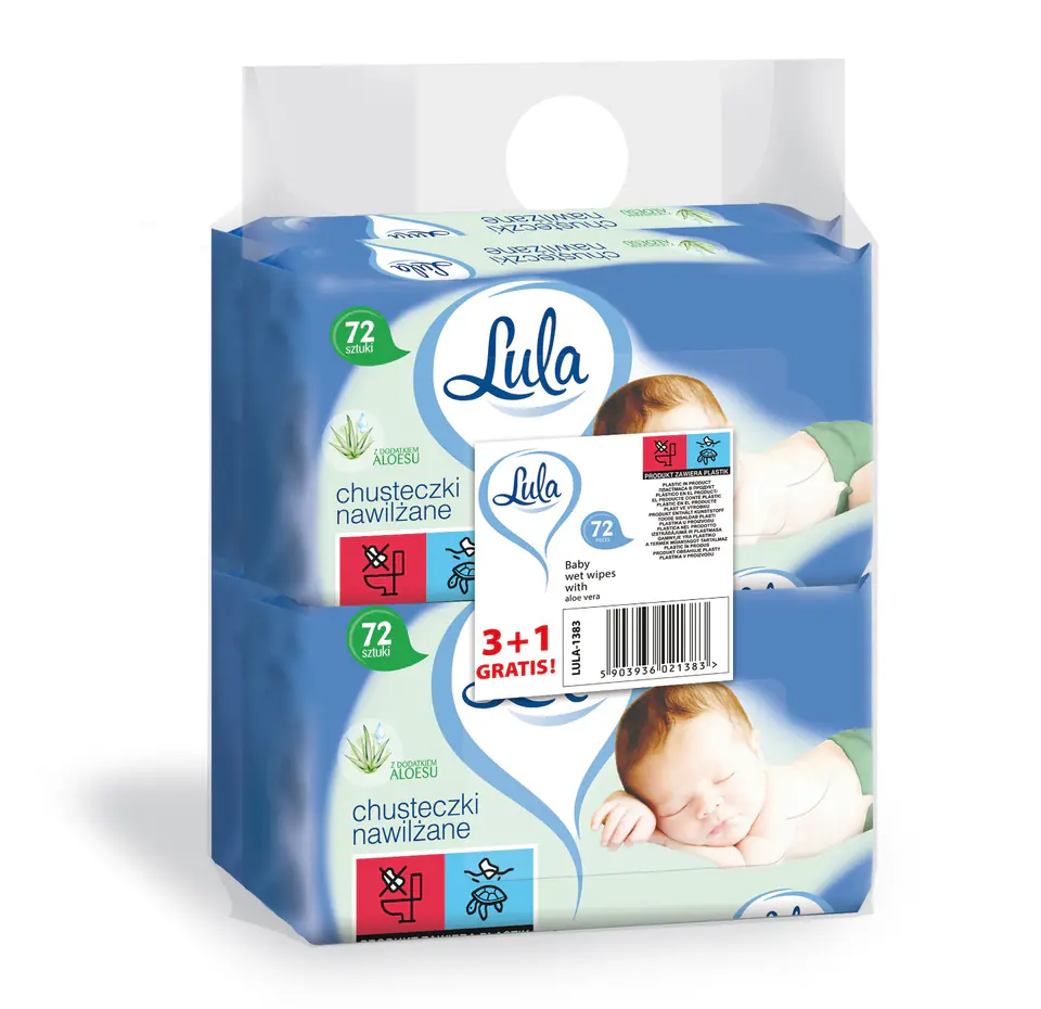 ⁨LULA WET WIPES WITH ALOE VERA 72 PCS⁩ at Wasserman.eu