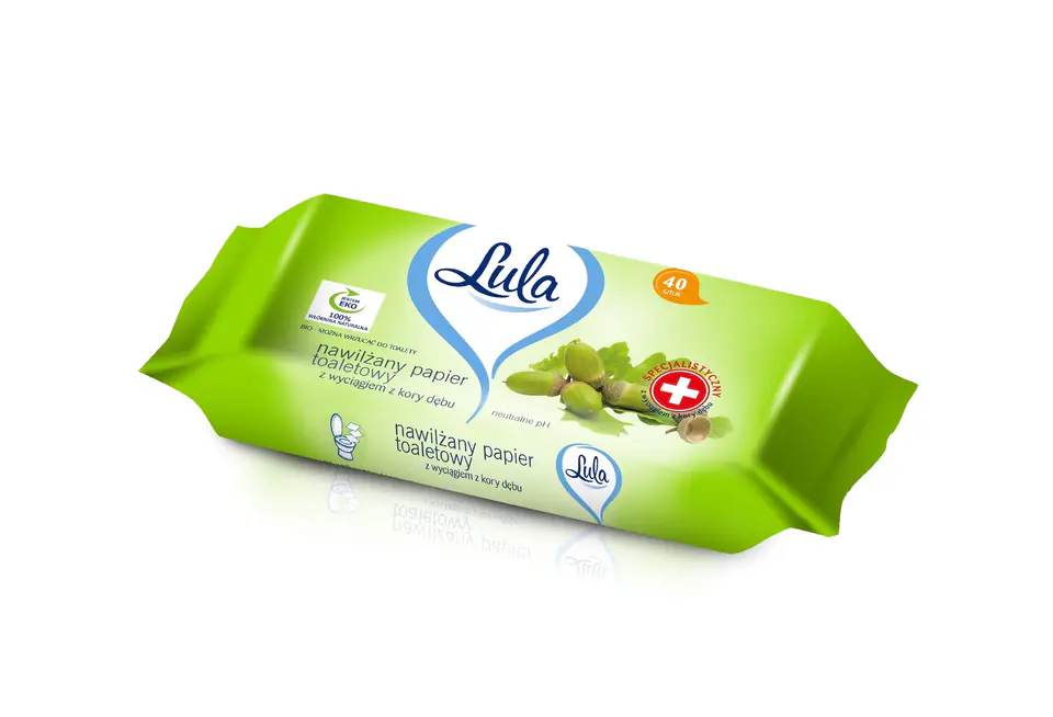 ⁨LULA Moistened Toilet Paper with Oak Bark Extract 1op.-40pcs⁩ at Wasserman.eu