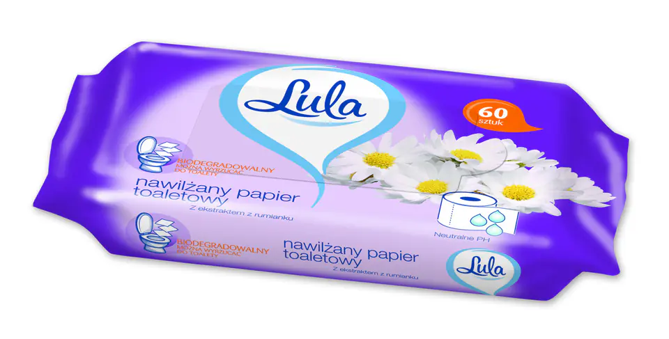 ⁨LULA Moistened Toilet Paper with Chamomile Extract 1op.-60pcs⁩ at Wasserman.eu