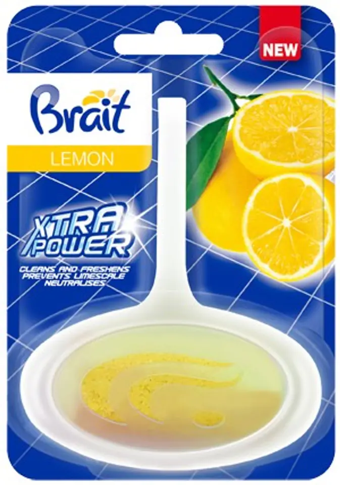 ⁨Brait Xtra Power Kostka toaletowa do WC w koszyku - Lemon 40g⁩ w sklepie Wasserman.eu