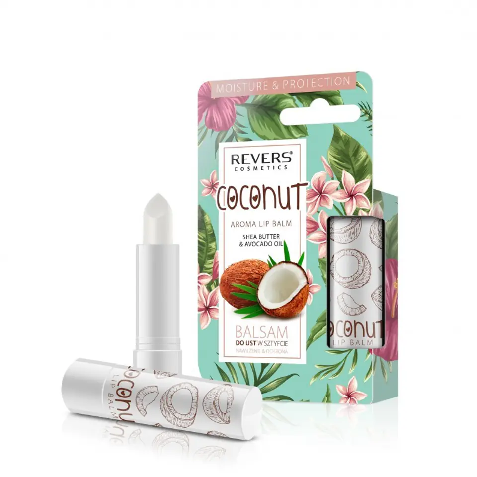 ⁨REVERS Lip Balm Stick Moisturizing & Protecting - Coconut 4g⁩ at Wasserman.eu