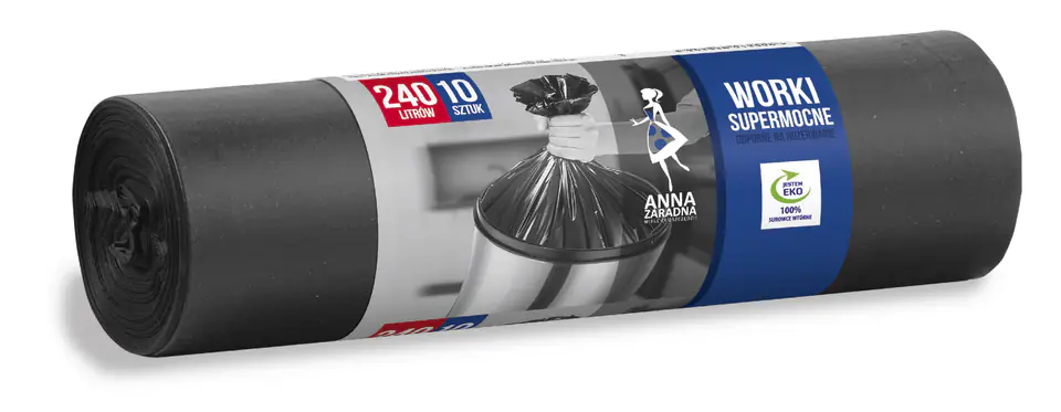 ⁨ANNA ZARADNA Garbage bags SUPERSTRIGHT 240L 1op.-10pcs. Black⁩ at Wasserman.eu