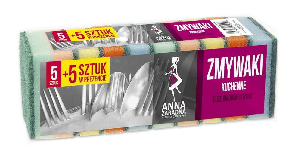 ⁨ANNA ZARADNA Zmywaki kuchenne duże - dwustronne 1 op.-10szt (5+5 gratis)⁩ w sklepie Wasserman.eu