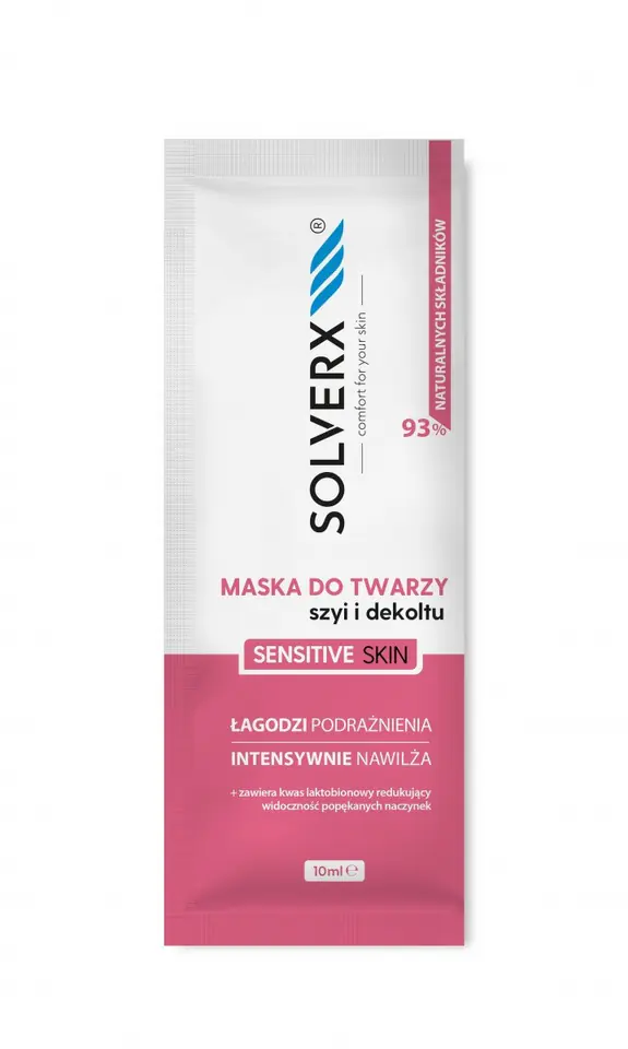 ⁨SOLVERX Sensitive Skin Maska łagodząca do twarzy,szyi i dekoltu do cery wrażliwej 10ml⁩ w sklepie Wasserman.eu