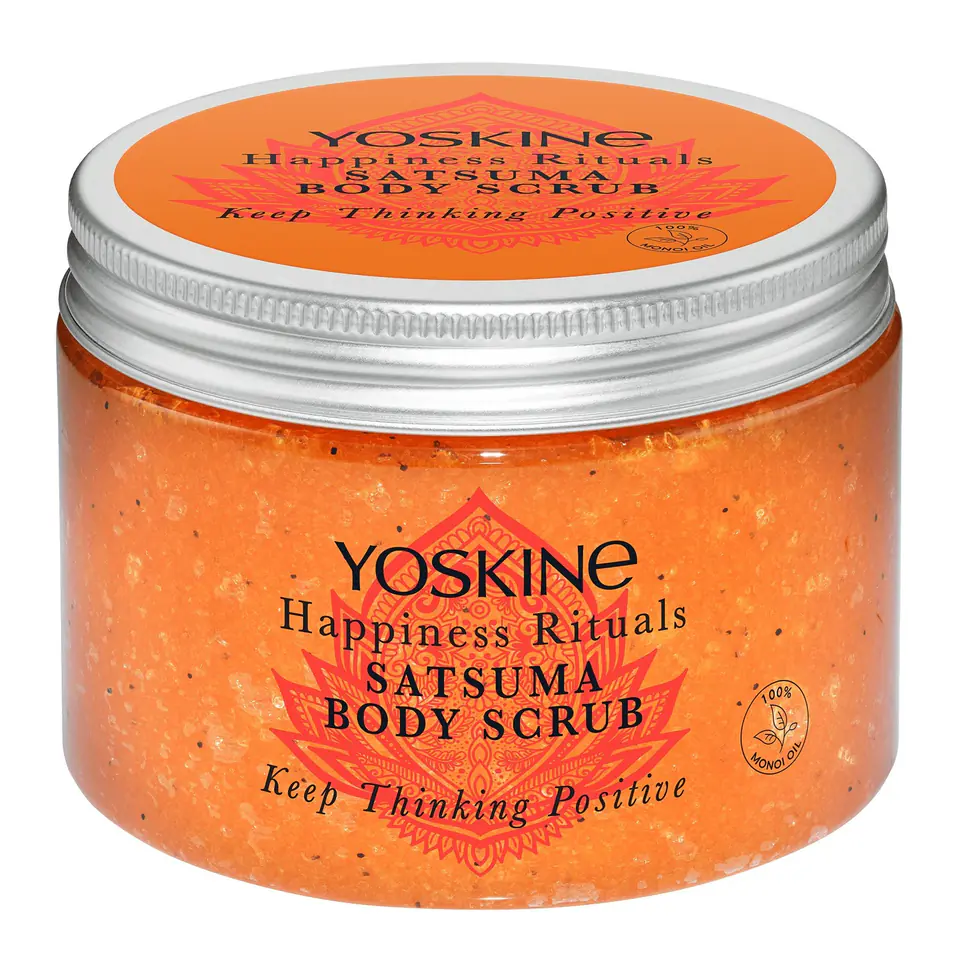 ⁨Yoskine Happiness Rituals Cukrowy Peeling do ciała Satsuma 300g⁩ w sklepie Wasserman.eu