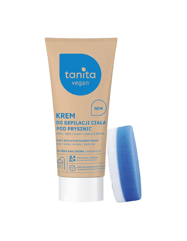 ⁨TANITA Vegan Krem do depilacji ciała pod prysznic z Glinką Kaolinową 200ml⁩ w sklepie Wasserman.eu