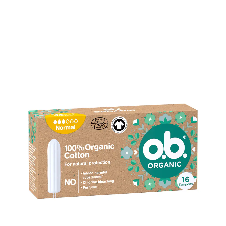 ⁨O.B.Organic Tampons Normal - 100% Cotton 1op.16pcs⁩ at Wasserman.eu