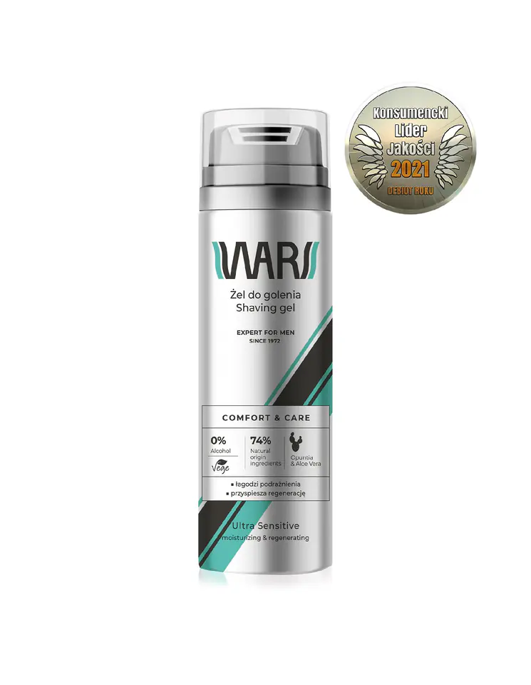 ⁨Wars Expert for Men Comfort & Care Shaving Gel - Aloe Vera&Opuntia 200ml⁩ at Wasserman.eu