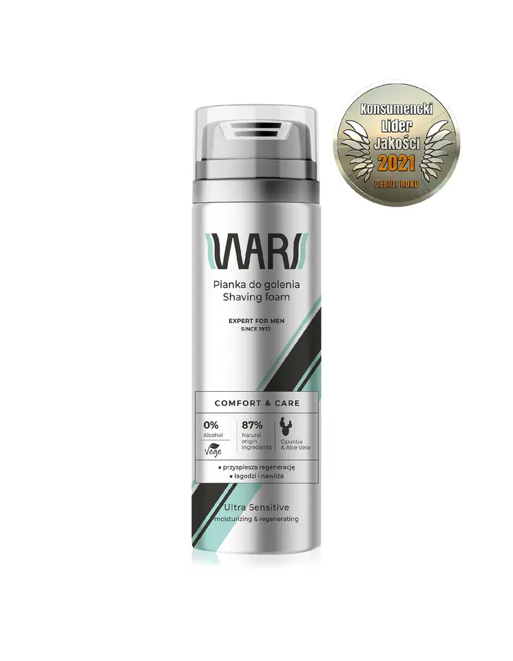 ⁨Wars Expert for Men Comfort & Care Shaving Foam - Aloe Vera&Opuntia 200ml⁩ at Wasserman.eu