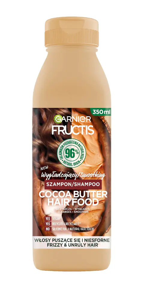 ⁨Fructis Hair Food Szampon do włosów wygładzający Cocoa Butter - do włosów puszących się i niesfornych 350ml⁩ w sklepie Wasserman.eu