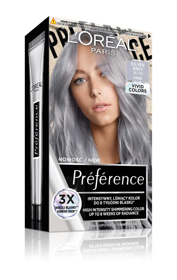 ⁨Loreal Preference Vivid Colors Farba do włosów nr 10.112 Silver Grey (Soho) 1op.⁩ w sklepie Wasserman.eu