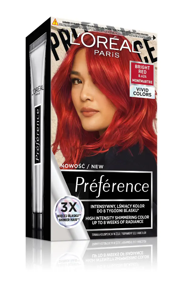 ⁨Loreal Preference Vivid Colors Hair Dye No. 8.624 Bright Red (Montmartre) 1op.⁩ at Wasserman.eu