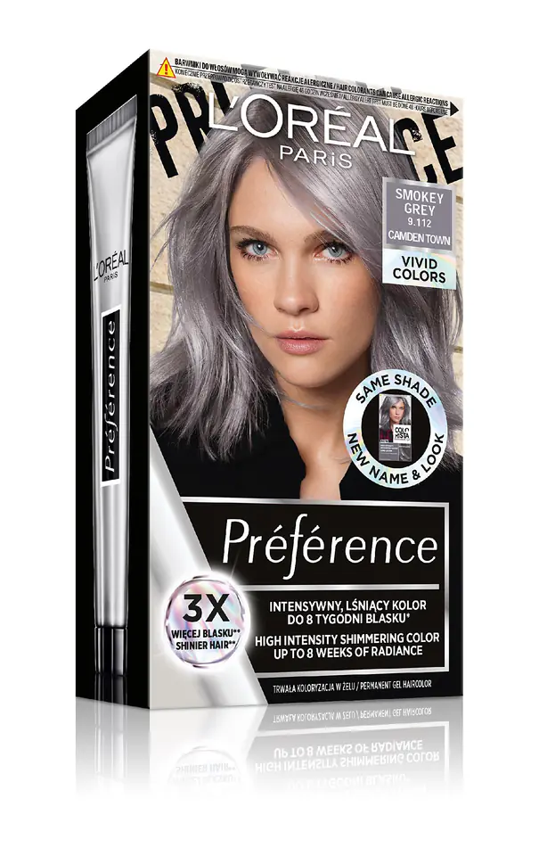 ⁨Loreal Preference Vivid Colors Farba do włosów 9.112 Smokey Grey (Camden Town) 1op.⁩ w sklepie Wasserman.eu