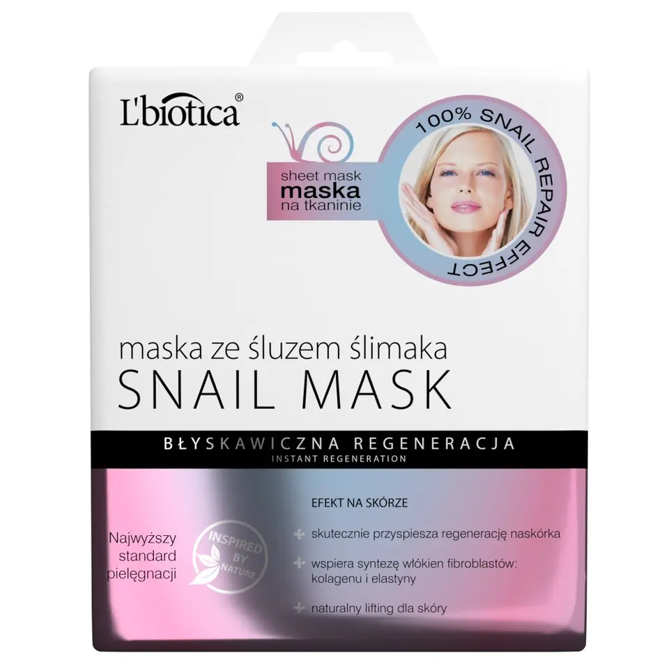⁨L`BIOTICA Maska ze śluzem ślimaka na tkaninie - błyskawiczna regeneracja 23ml⁩ w sklepie Wasserman.eu