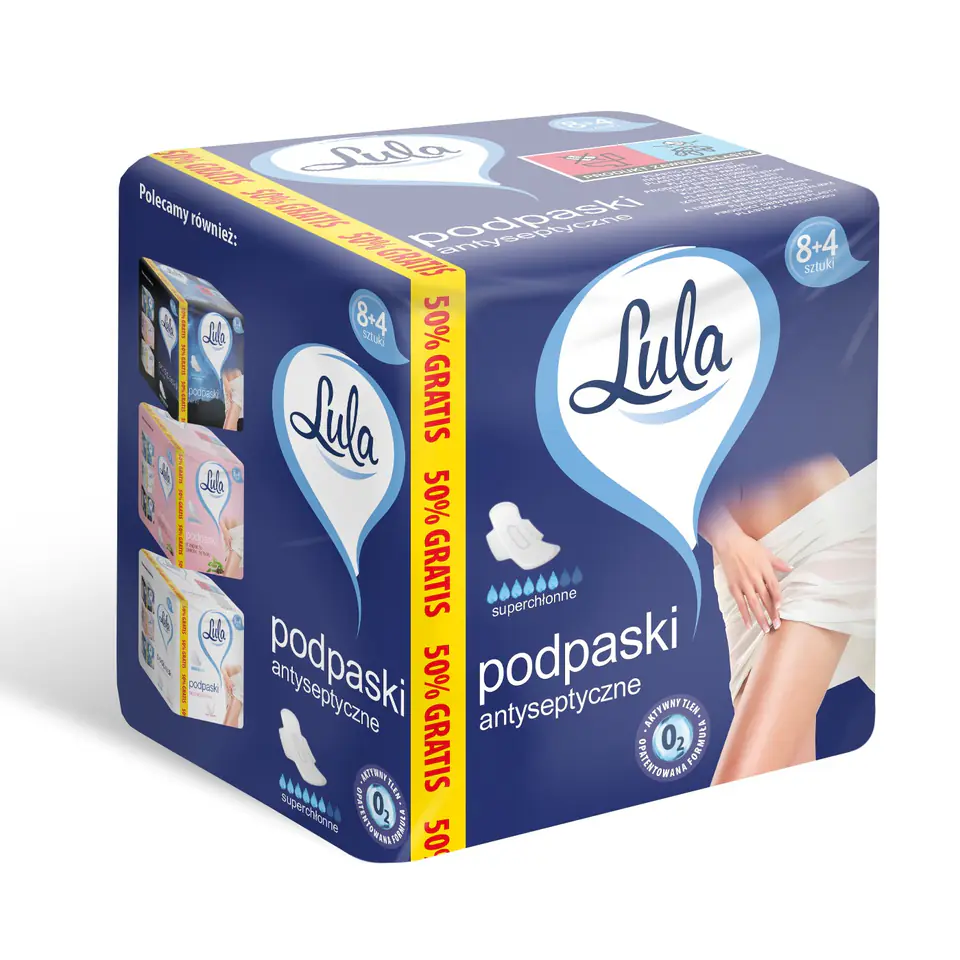 ⁨ST LULA Sanitary napkins hig. antiseptic 8+4pcs&⁩ at Wasserman.eu