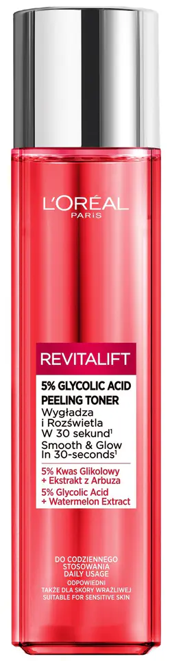 ⁨Loreal REVITALIFT Peeling-Exfoliating Toner with Glycolic Acid (5%) 180ml⁩ at Wasserman.eu