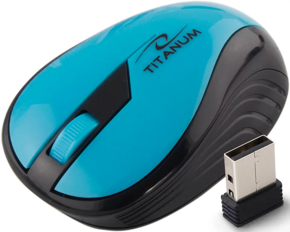 ⁨TM114T Mysz bezprzewodowa 2.4GHz 3D optyczna USB Rainbow turkusowa⁩ w sklepie Wasserman.eu