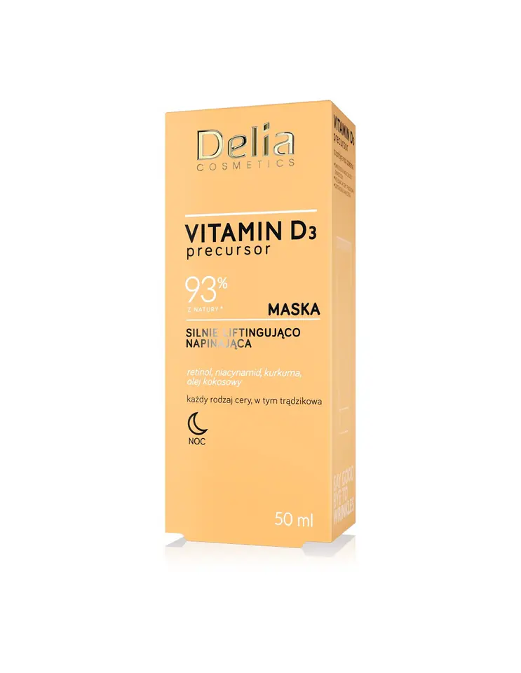 ⁨Delia Cosmetics Vitamin D3 Silnie Liftingująca Maska napinająca na noc 50ml⁩ w sklepie Wasserman.eu