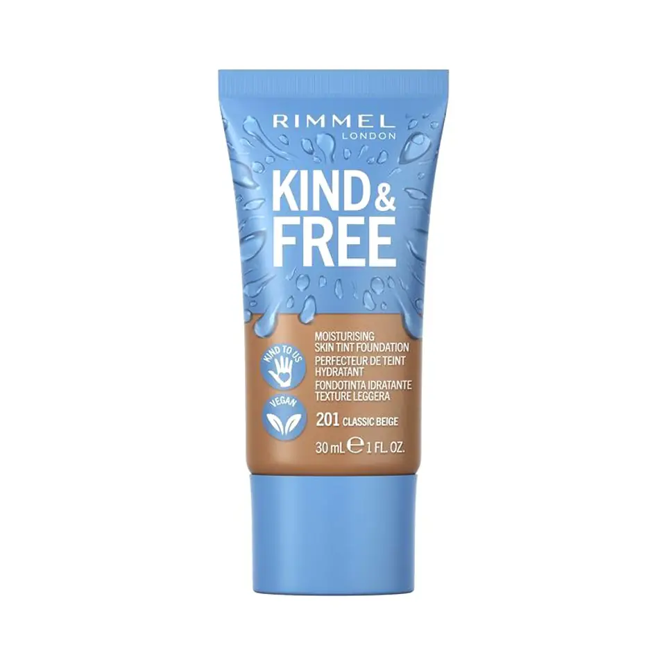 ⁨Rimmel Podkład nawilżający do twarzy Kind & Free nr 201 Classic Beige 30ml⁩ w sklepie Wasserman.eu