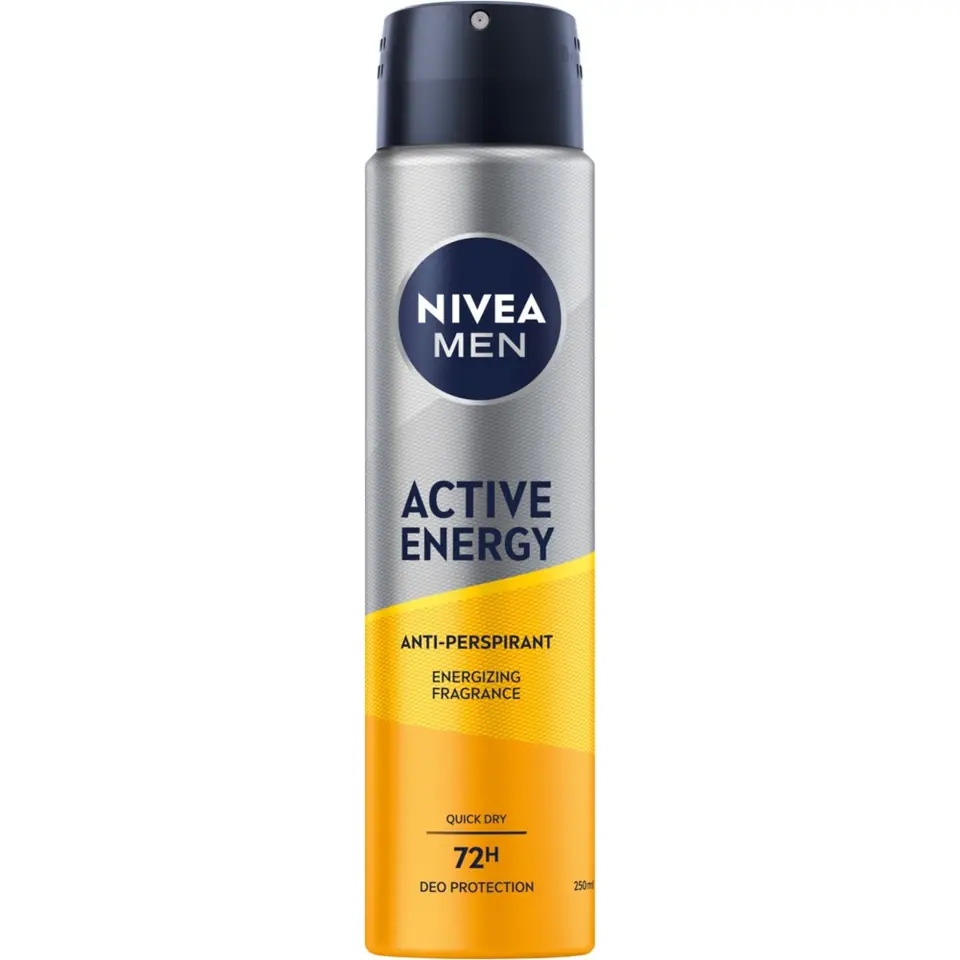 ⁨Nivea Dezodorant ACTIVE ENERGY 72H spray męski 250ml⁩ w sklepie Wasserman.eu