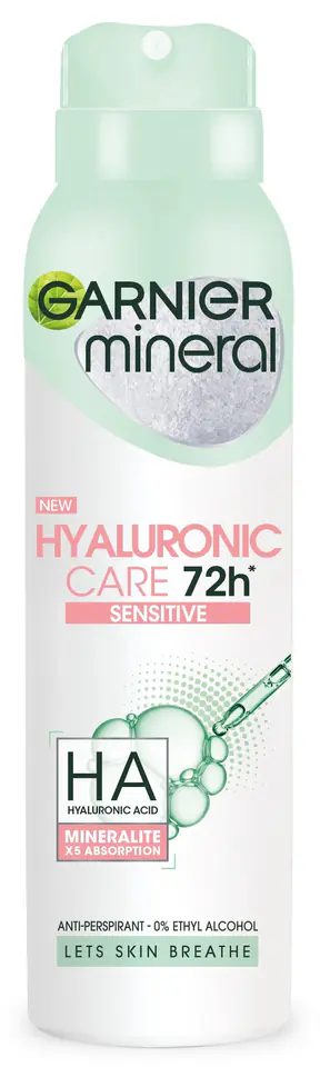 ⁨Garnier Mineral Deodorant Spray 72H Hyaluronic Care - Sensitive 150ml⁩ at Wasserman.eu