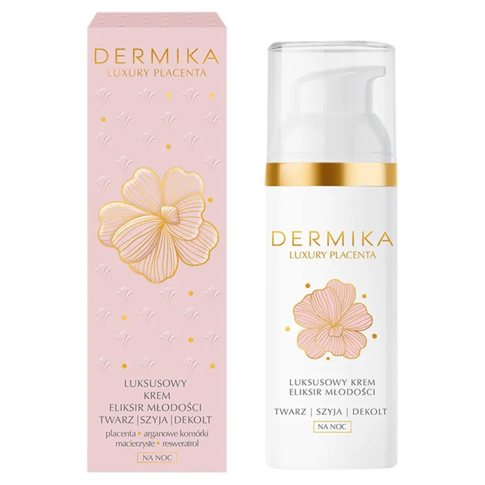 ⁨Dermika Luxury Placenta Luxury Cream-Elixir of Youth for the face, neck and neckline for the night 50ml⁩ at Wasserman.eu