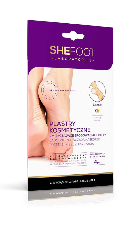 ⁨SheFoot Plastry kosmetyczne zmiękczające zrogowaciałe pięty- hypoallergenic 1op.-6szt⁩ w sklepie Wasserman.eu