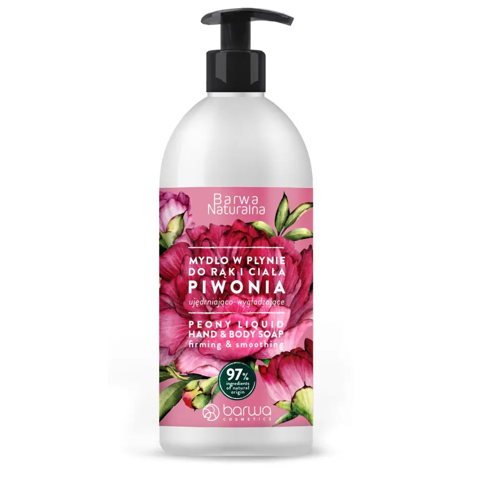 ⁨Barwa Naturalna Mydło w płynie ujędrniająco wygładzające - Piwonia 500ml⁩ w sklepie Wasserman.eu
