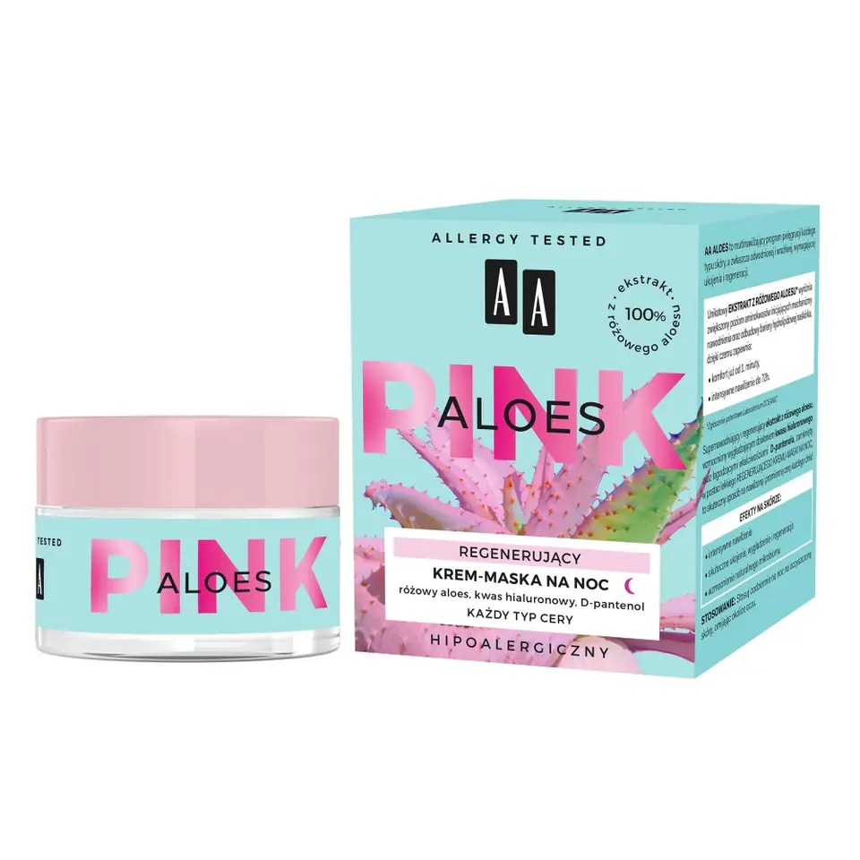 ⁨AA Aloes Pink regenerujący krem-maska na noc 50 ml⁩ w sklepie Wasserman.eu