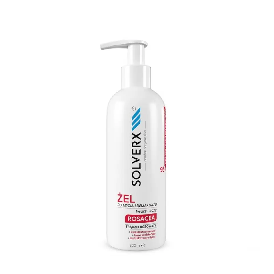 ⁨Solverx Rosacea Żel do mycia i demakijażu twarzy i oczu na trądzik różowaty 200 ml⁩ w sklepie Wasserman.eu