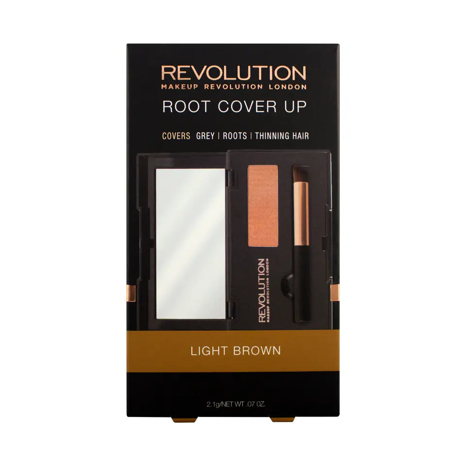 ⁨Makeup Revolution Root Cover Up Puder do odrostów - Light Brown 2.1g⁩ w sklepie Wasserman.eu