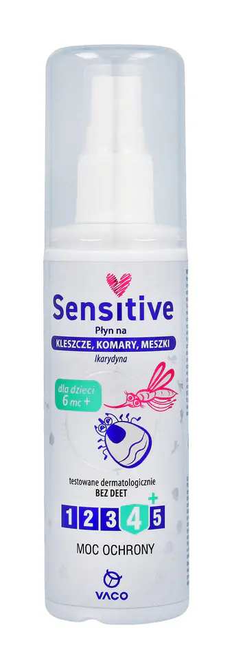 ⁨VACO Sensitive Płyn na kleszcze,komary,meszki - Ikarydyna 10% (od 6-go miesiąca życia) 80ml⁩ w sklepie Wasserman.eu