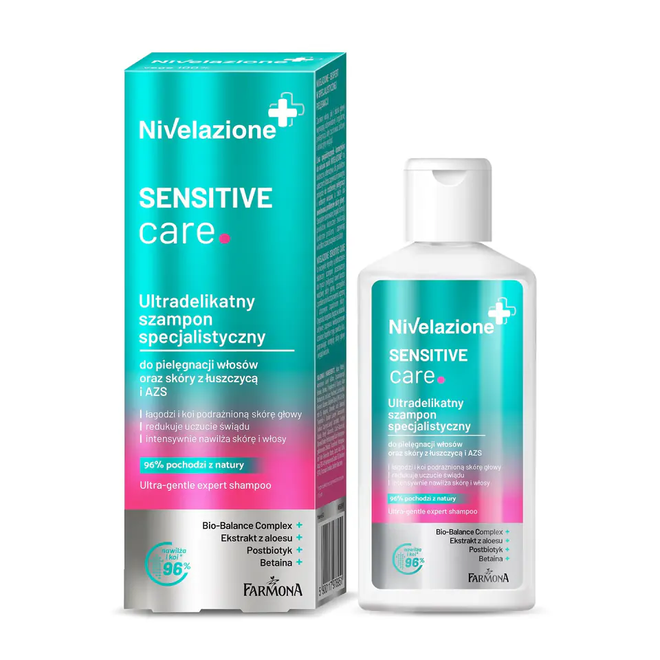 ⁨Farmona Nivelazione+ Ultra-delicate Sensitive Care Specialist Shampoo for Hair and Skin with Psoriasis and AD 100ml⁩ at Wasserman.eu